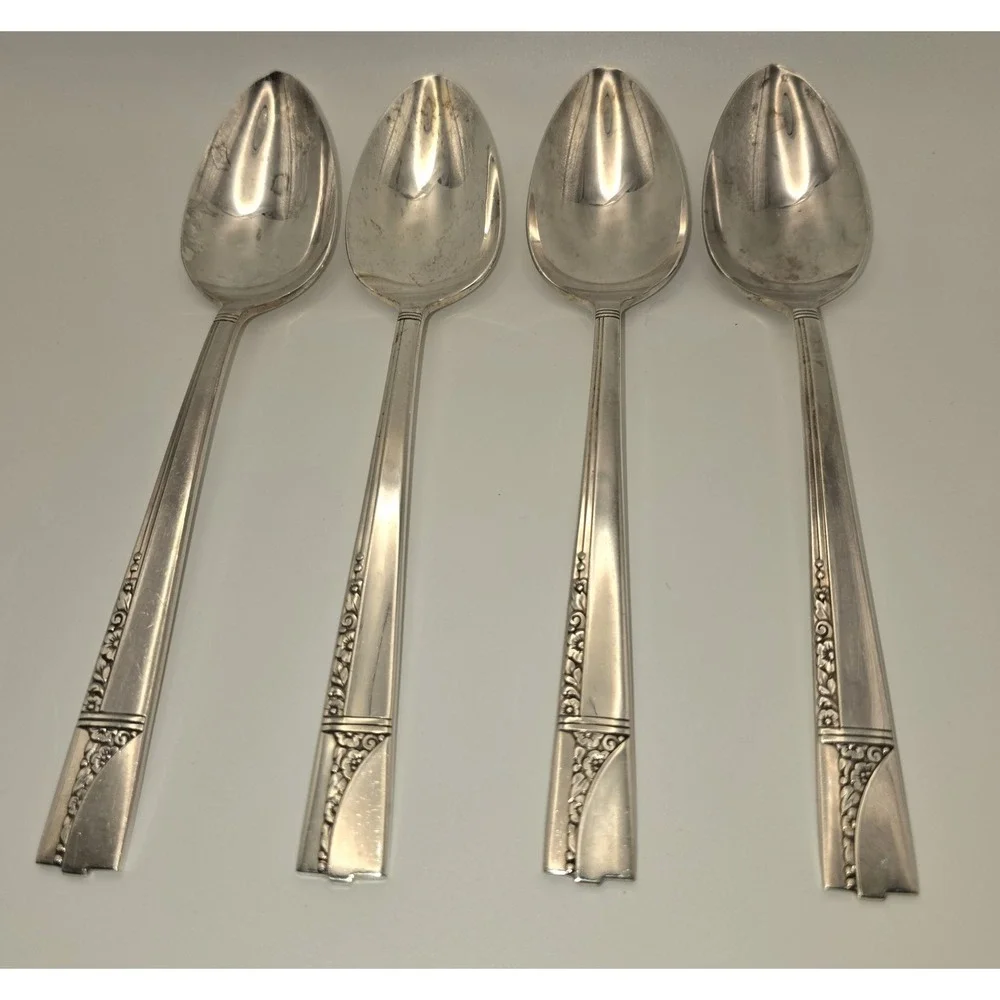Vintage Oneida Nobility Plate‎ Caprice Silverplate Serving Spoons Set of 4 -957